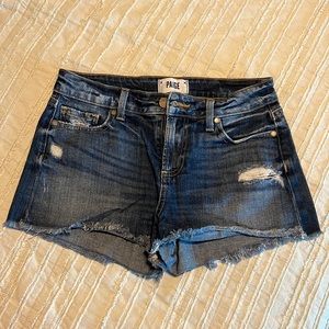 PAIGE Daryn Shorts High Rise Distressed Denim Size 25